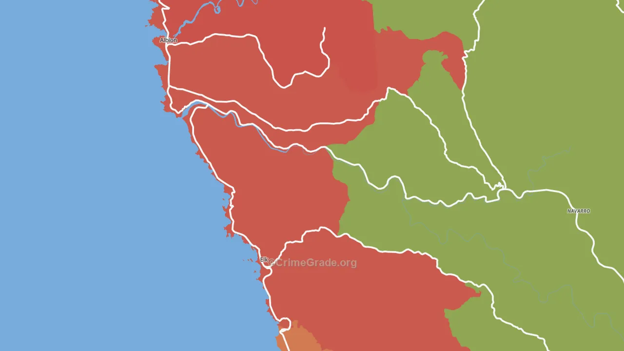 Elk, CA Map of Robbery Rates