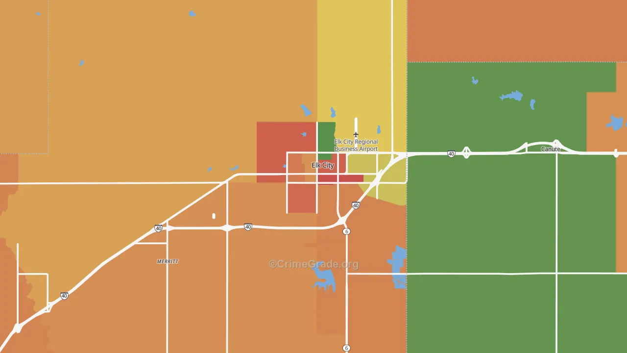 Elk City, OK Map of Robbery Rates