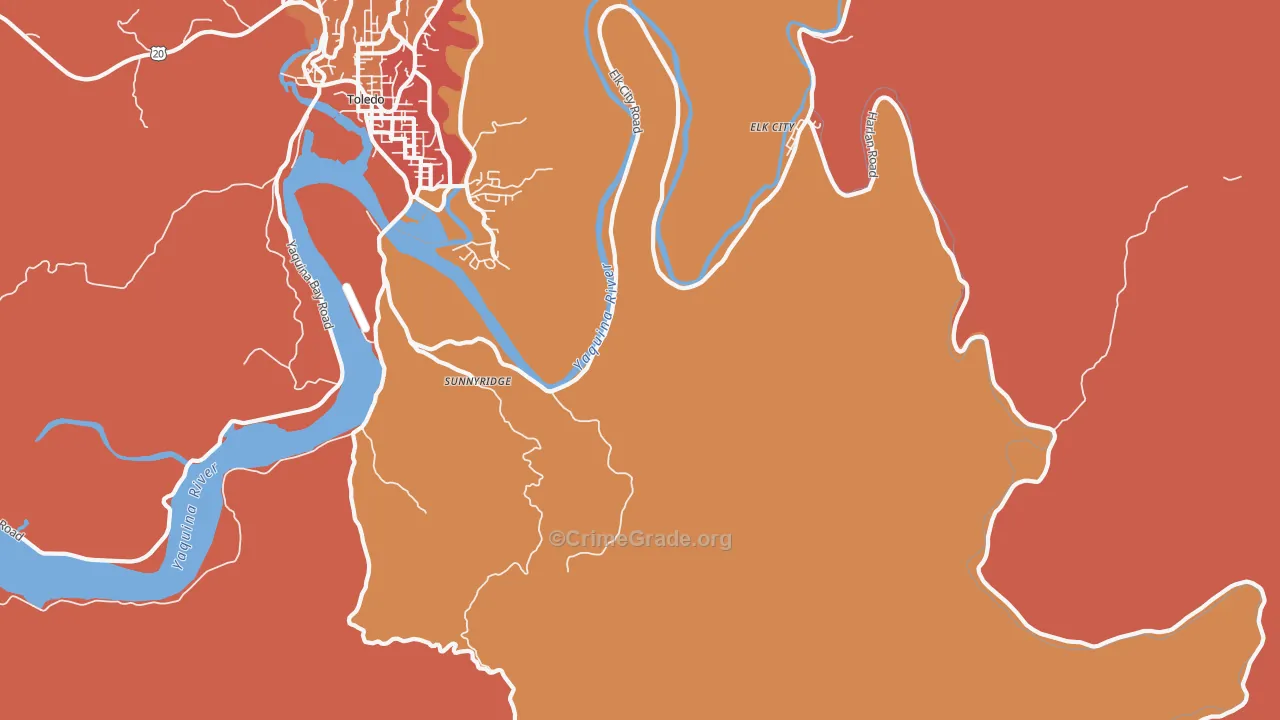 Elk City, OR Map of Robbery Rates