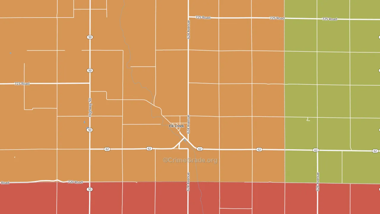 Elk Creek, NE Map of Robbery Rates