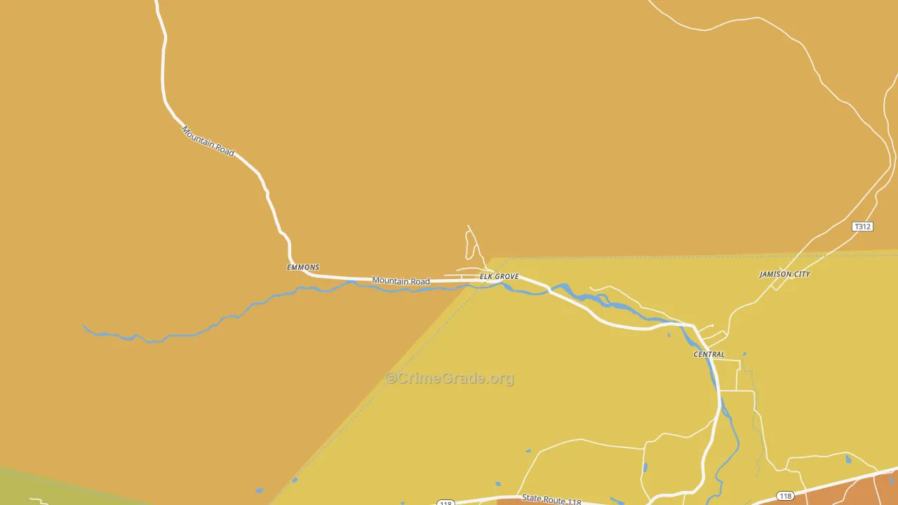 Elk Grove, PA Map of Robbery Rates