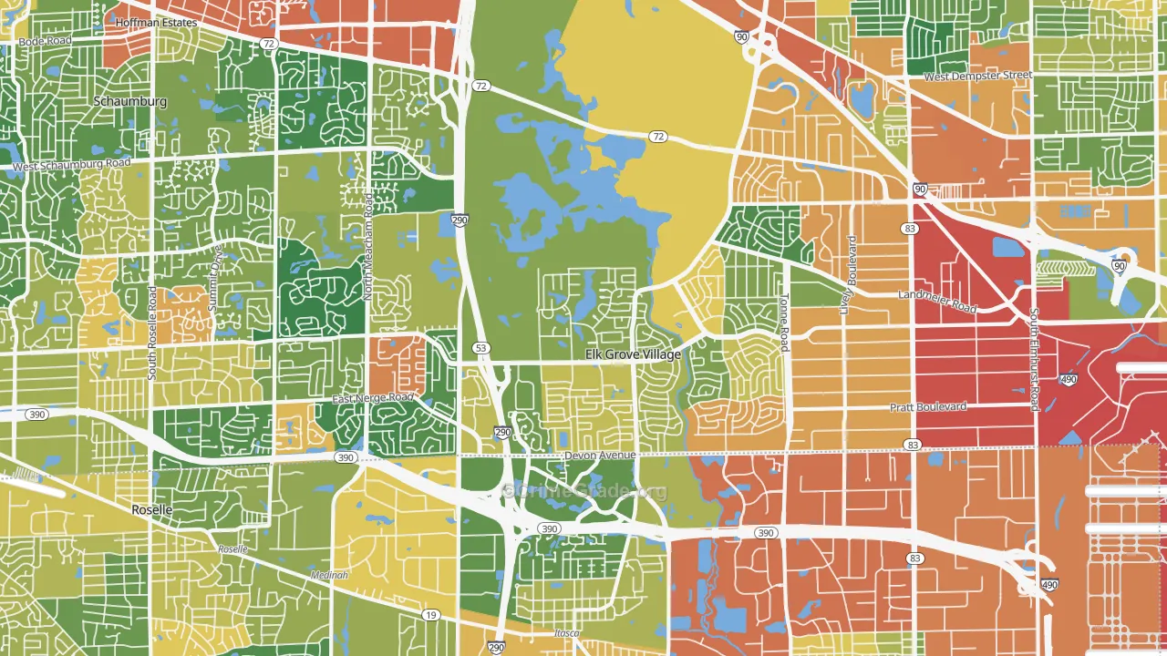 Elk Grove Village, IL Map of Robbery Rates