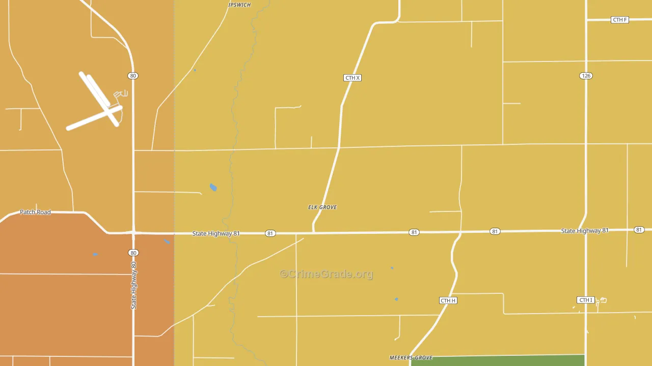 Elk Grove, WI Map of Robbery Rates