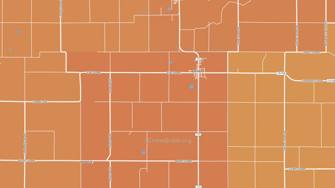 Elk Horn, IA Map of Robbery Rates
