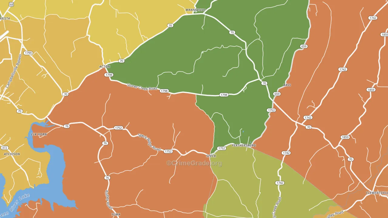 Elk Horn, KY Map of Robbery Rates