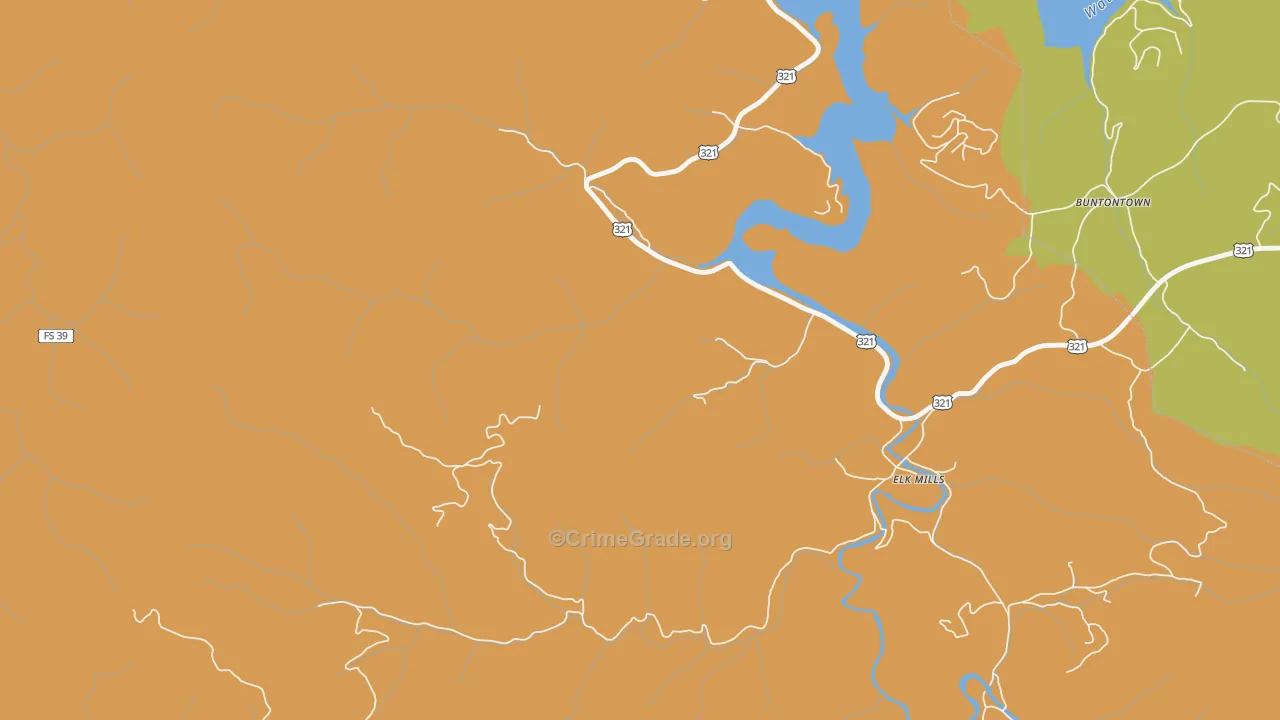 Elk Mills, TN Map of Robbery Rates