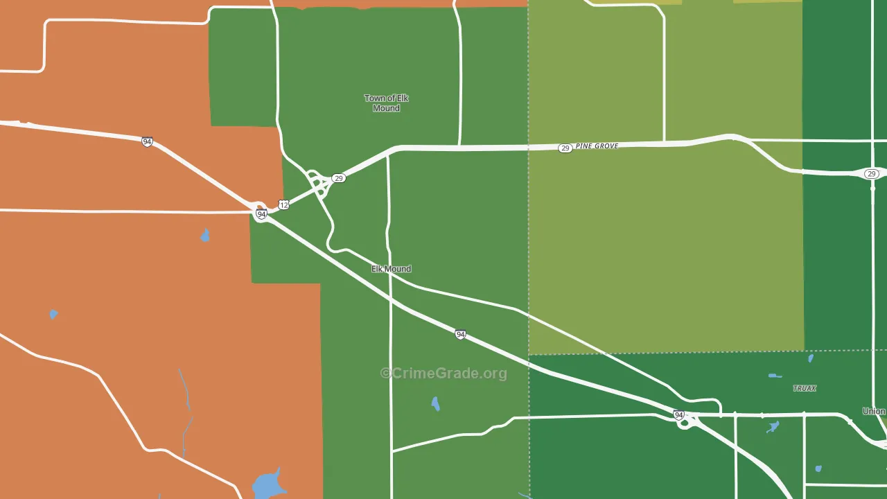 Elk Mound, WI Map of Robbery Rates