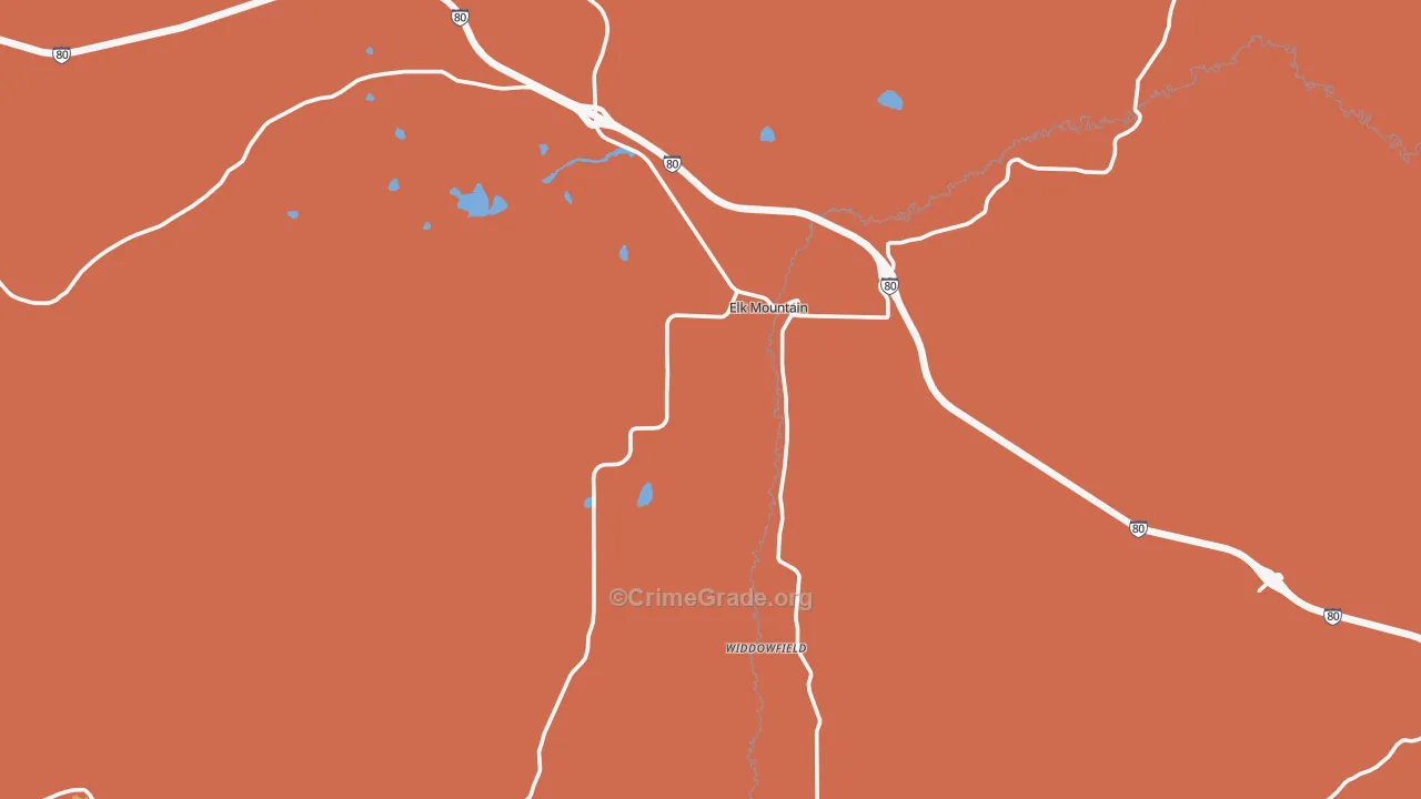 Elk Mountain, WY Map of Robbery Rates