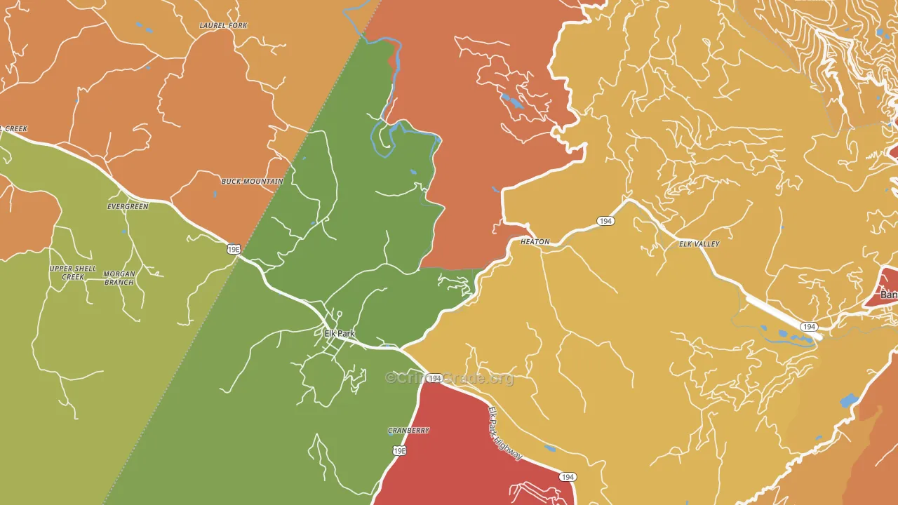 Elk Park, NC Map of Robbery Rates