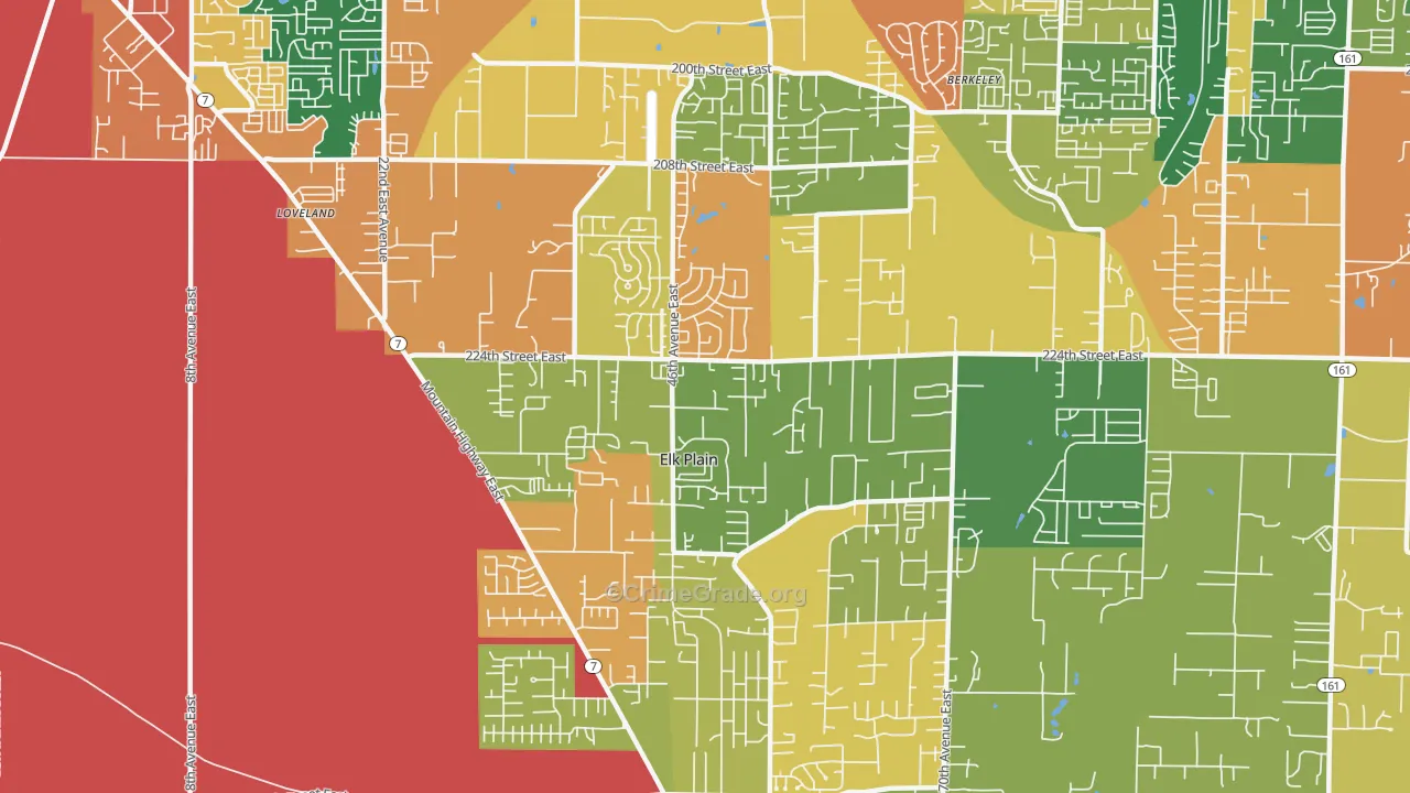 Elk Plain, Spanaway, WA Map of Robbery Rates