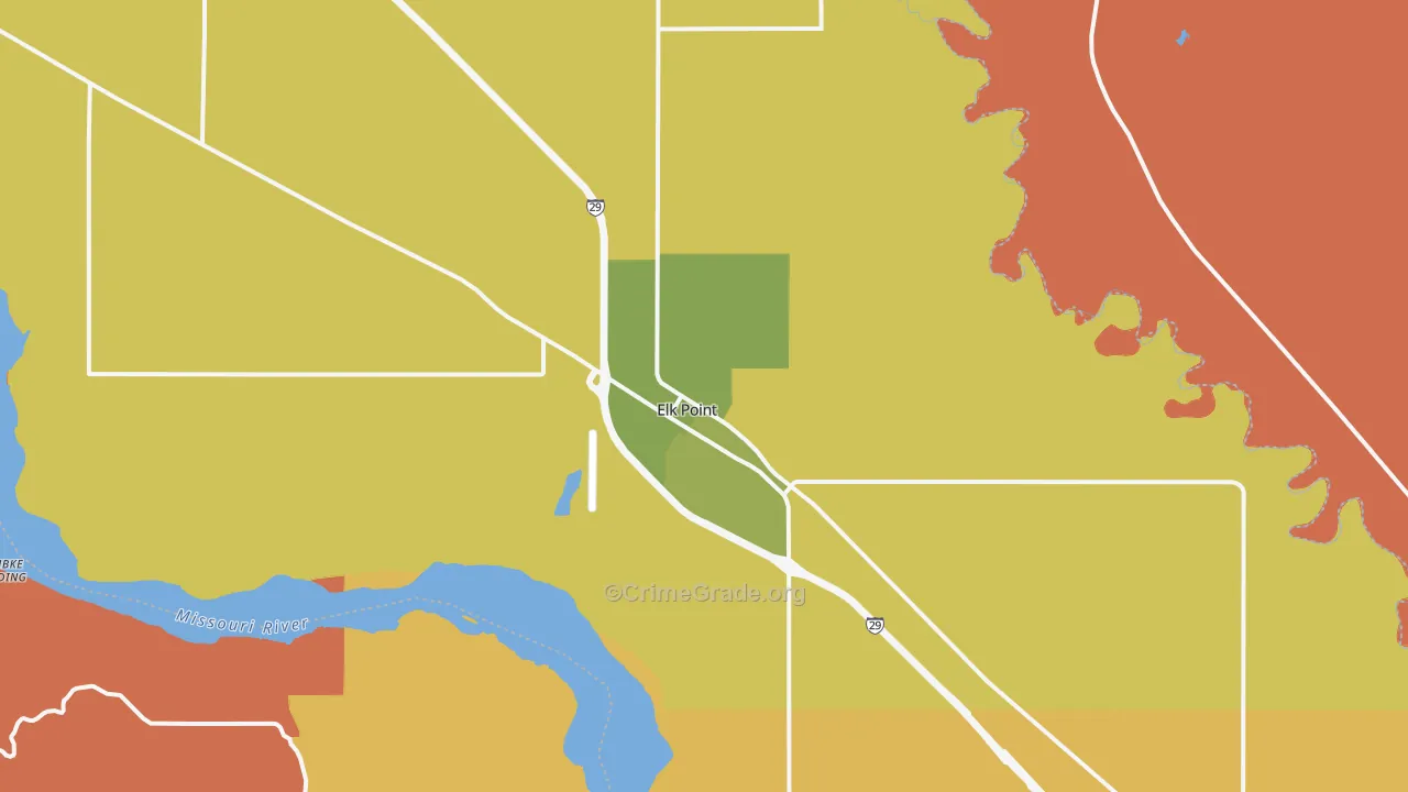 Elk Point, SD Map of Robbery Rates