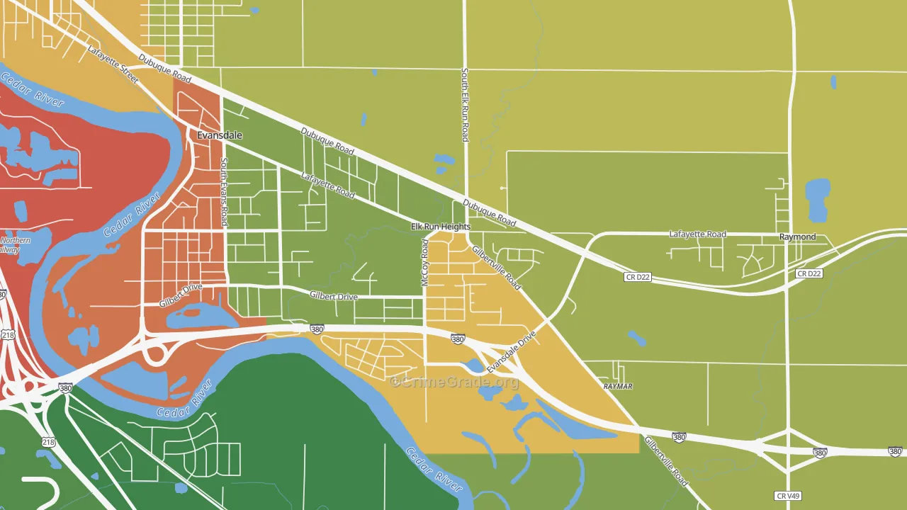 Elk Run Heights, IA Map of Robbery Rates