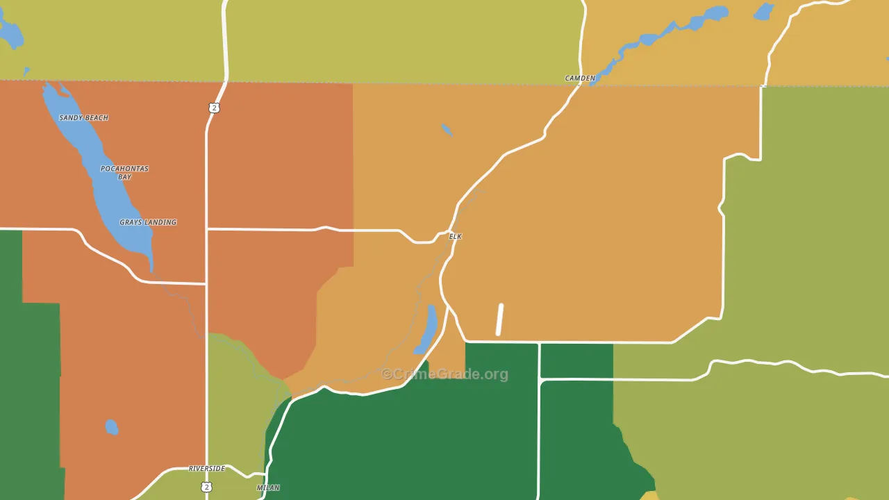 Elk, WA Map of Robbery Rates