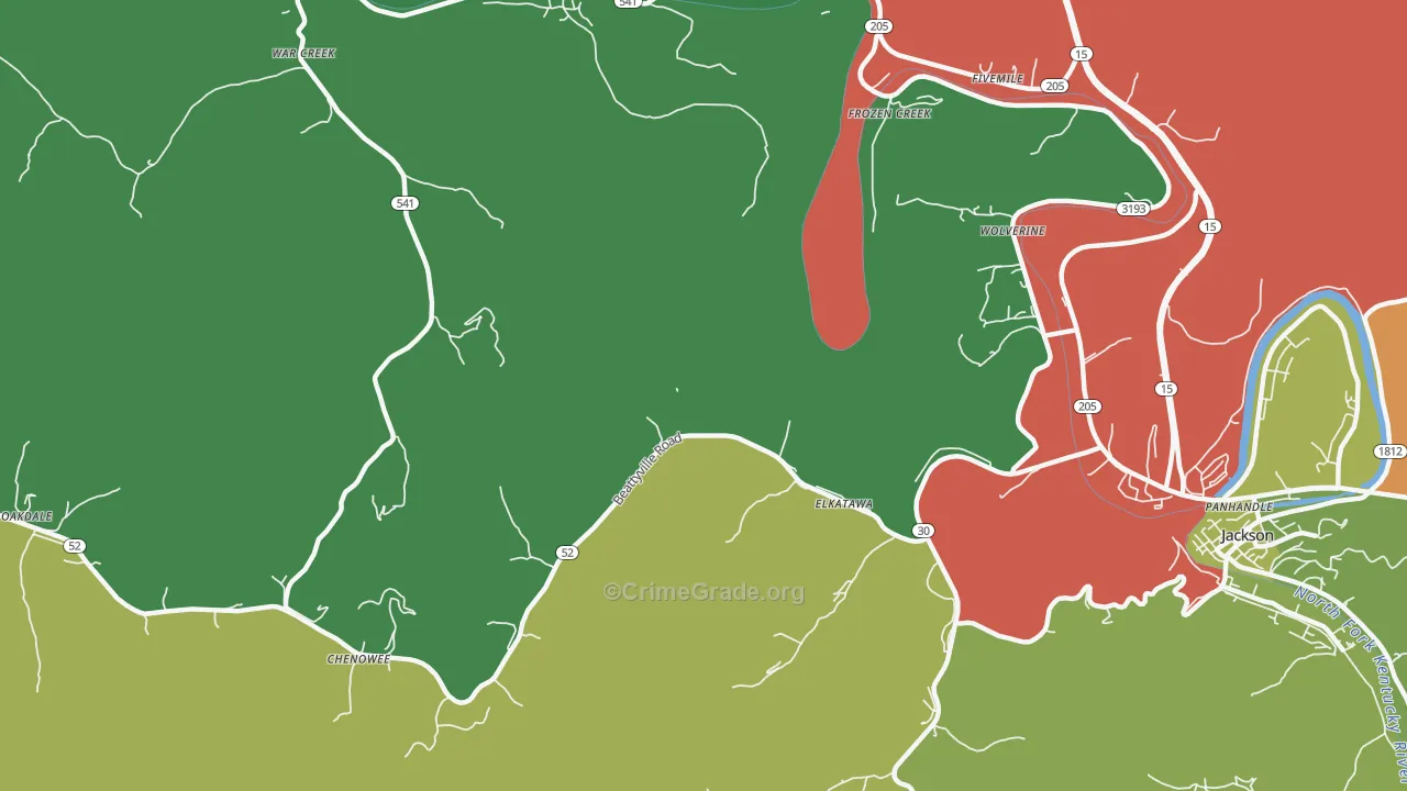 Elkatawa, KY Map of Robbery Rates