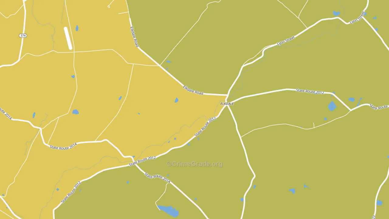 Elkdale, PA Map of Robbery Rates