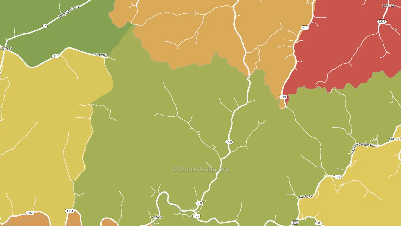 Elkfork, KY Map of Robbery Rates