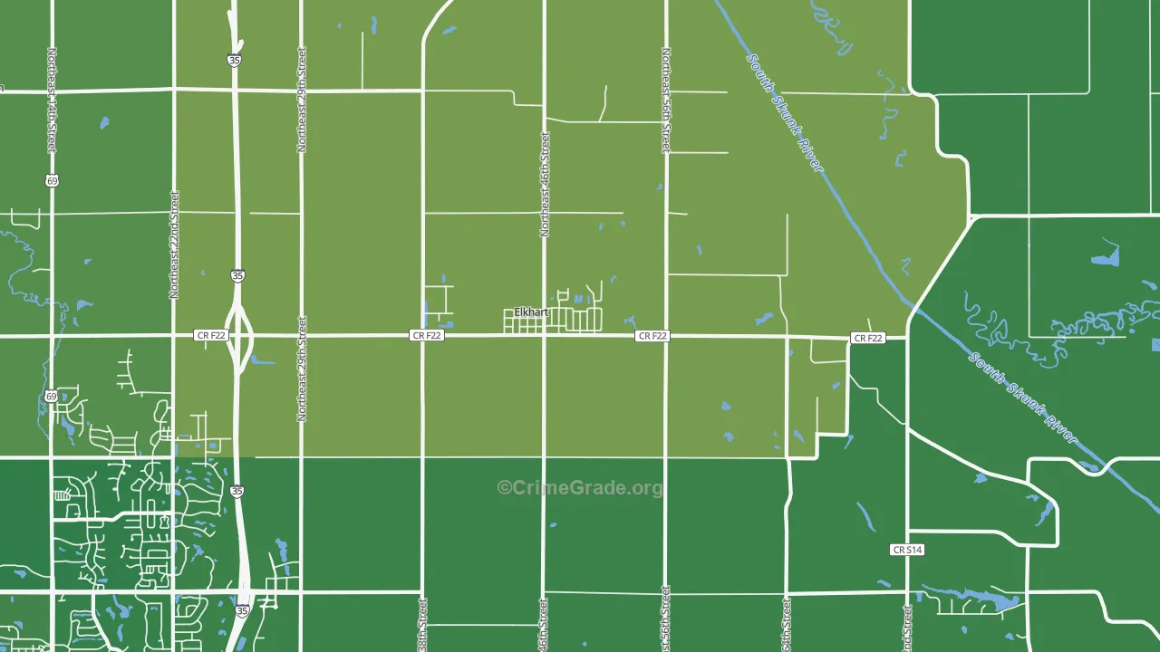 Elkhart, IA Map of Robbery Rates