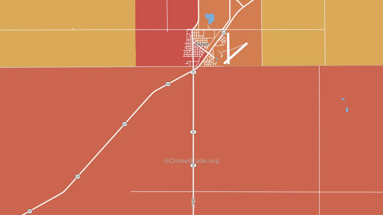 Elkhart, OK Map of Robbery Rates