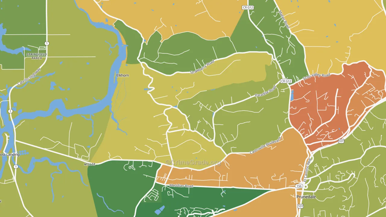 Elkhorn, CA Map of Robbery Rates