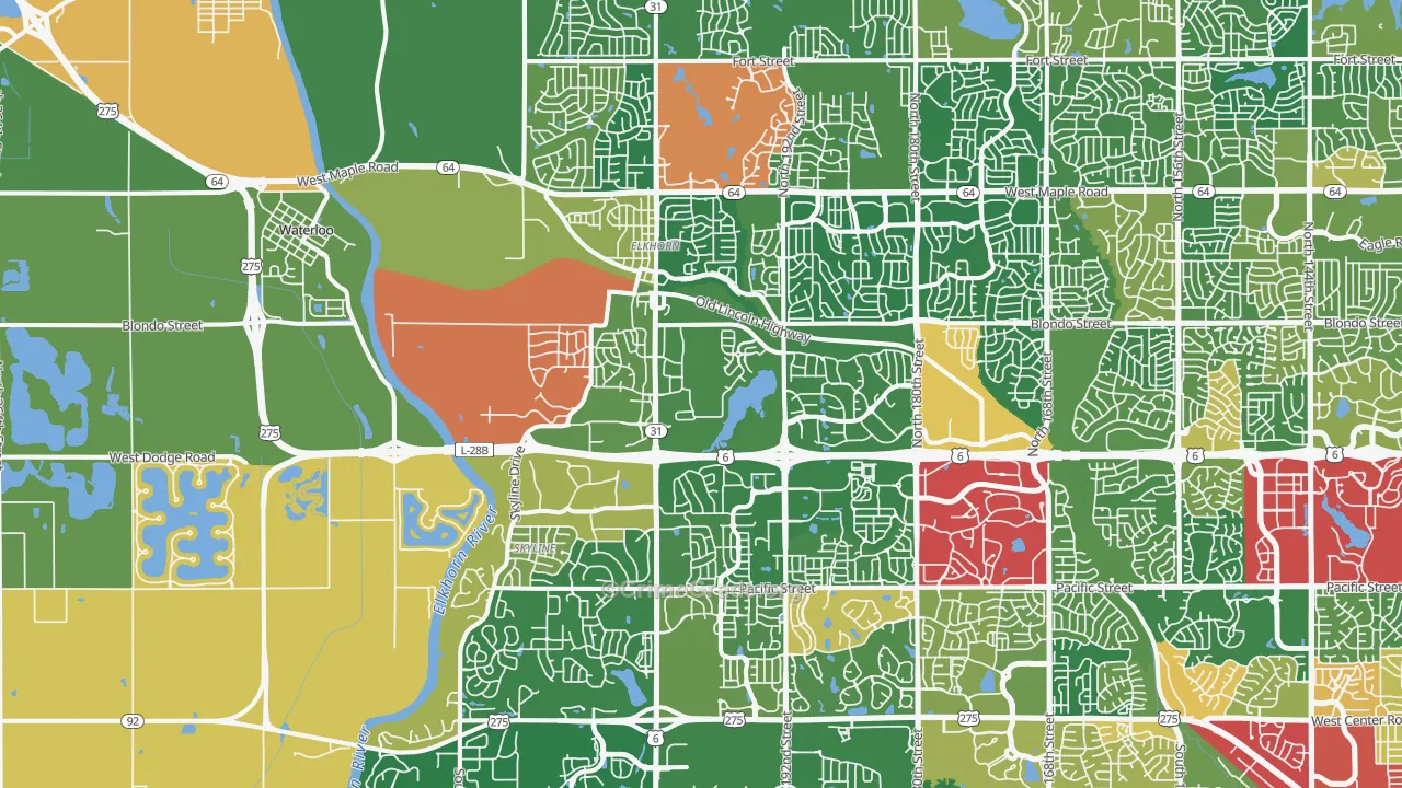 Elkhorn, NE Map of Robbery Rates