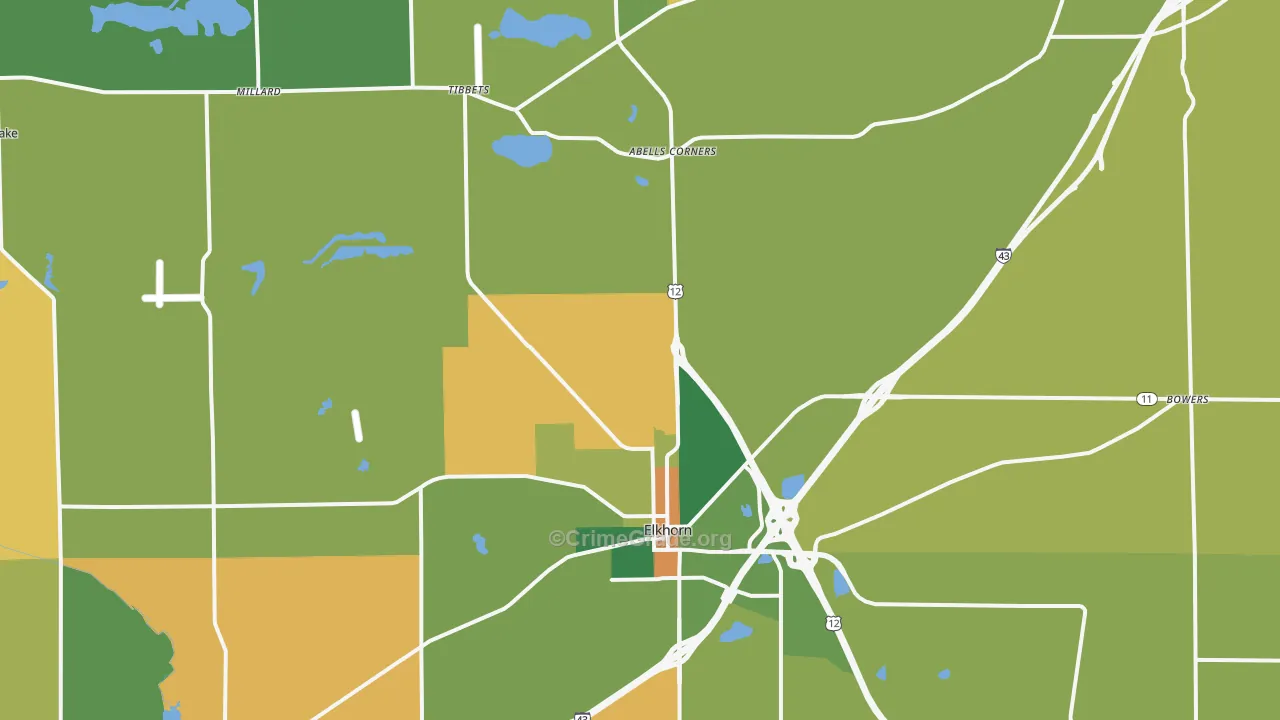Elkhorn, WI Map of Robbery Rates