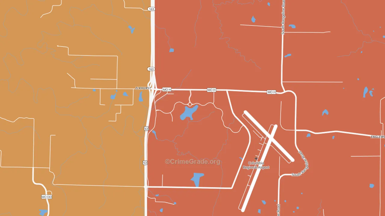 Elkhurst, MO Map of Robbery Rates