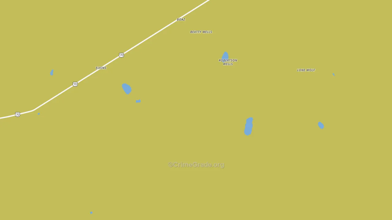 Elkins, NM Map of Robbery Rates