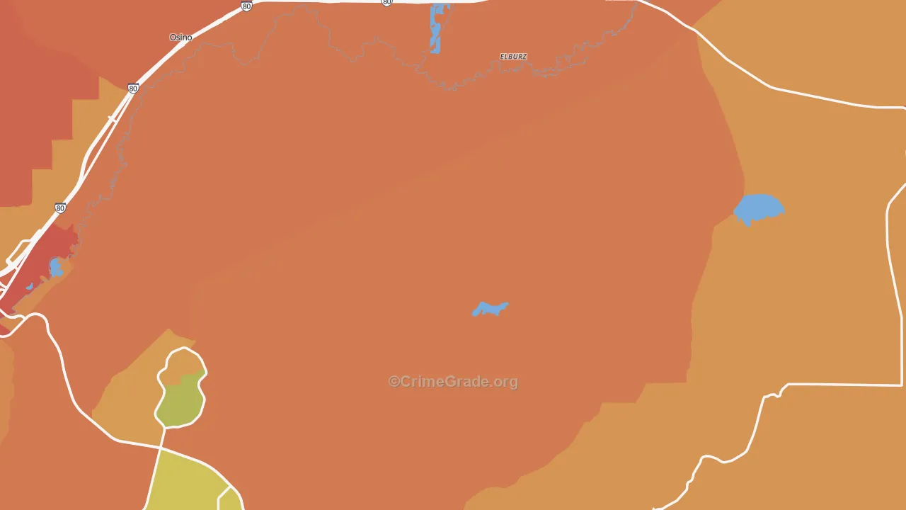 Elko County, NV Map of Robbery Rates