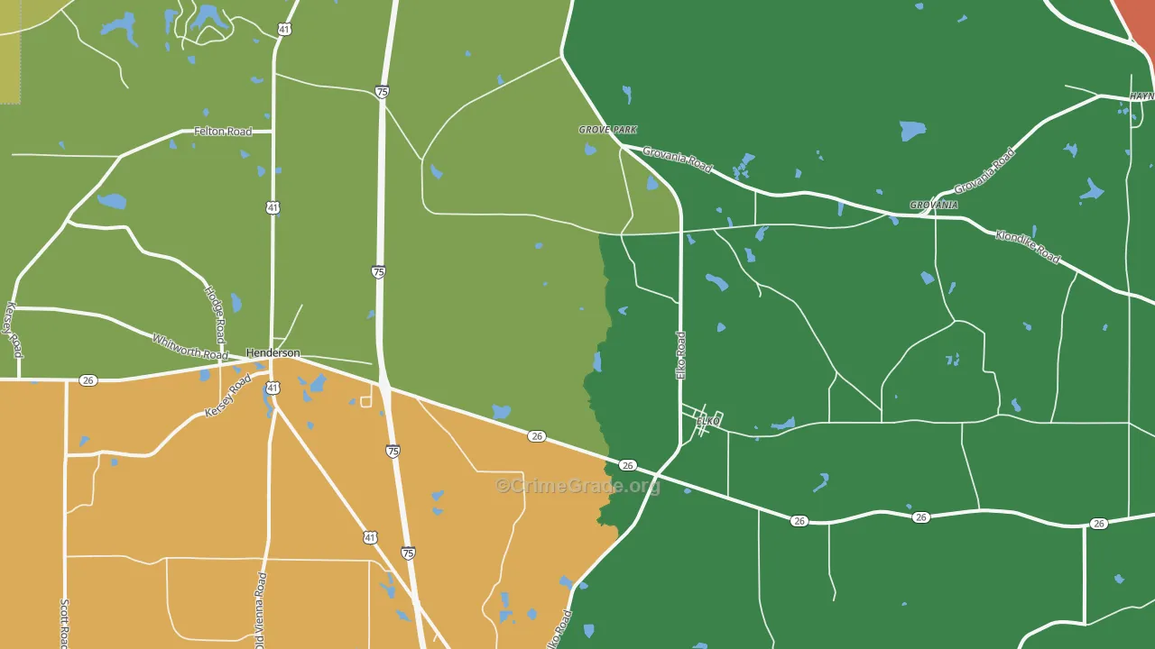 Elko, GA Map of Robbery Rates