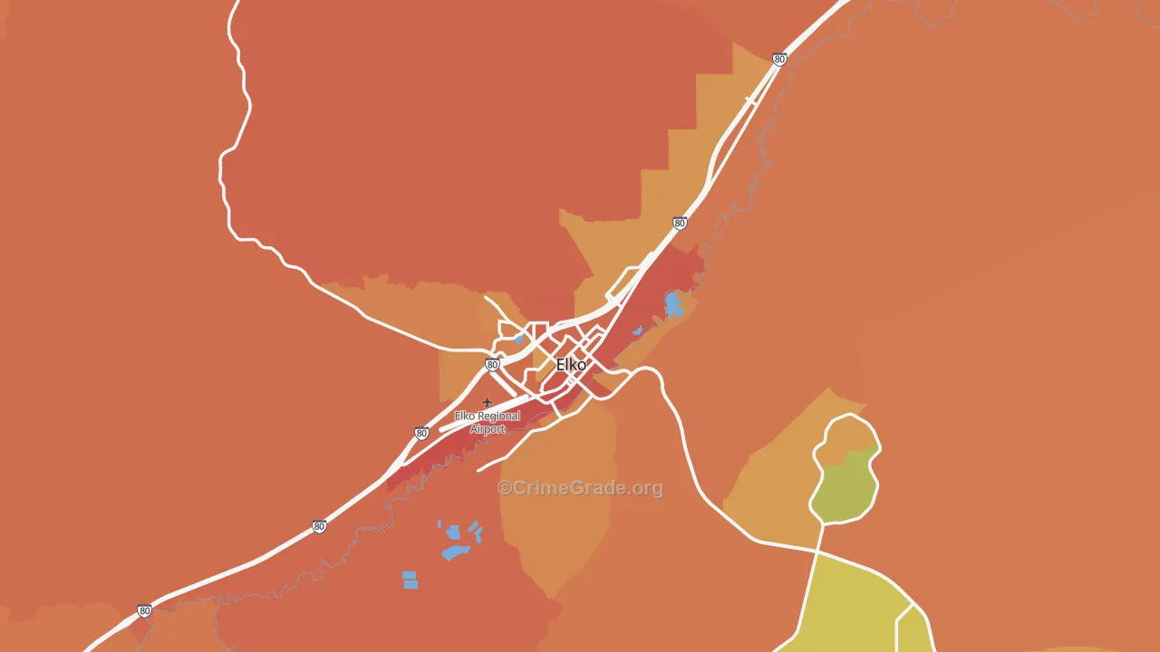 Elko, NV Map of Robbery Rates