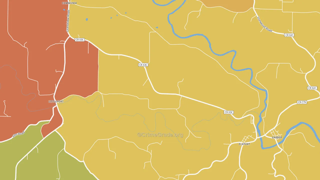 Elkport, IA Map of Robbery Rates
