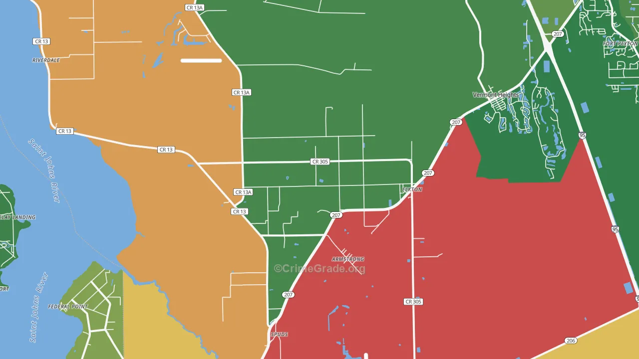 Elkton, FL Map of Robbery Rates