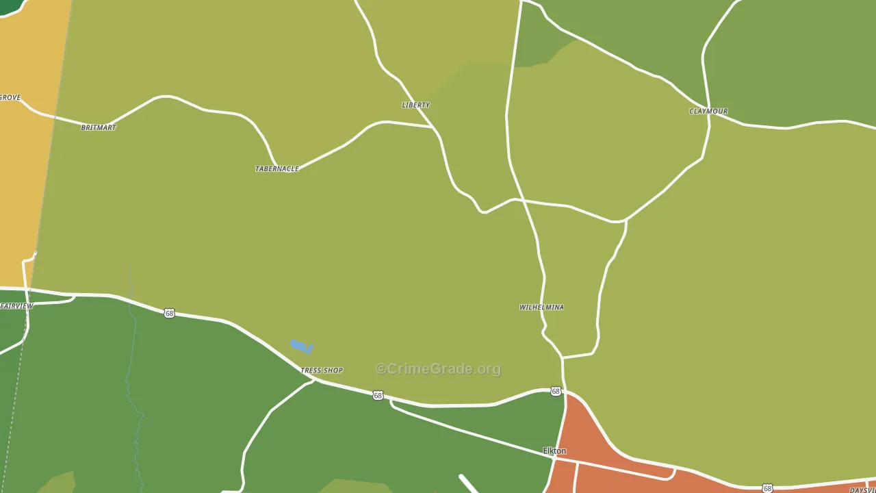 Elkton, KY Map of Robbery Rates
