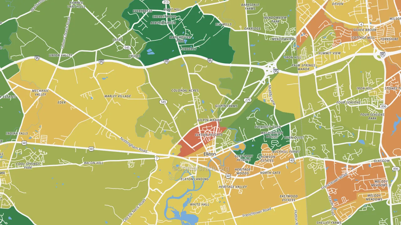 Elkton, MD Map of Robbery Rates