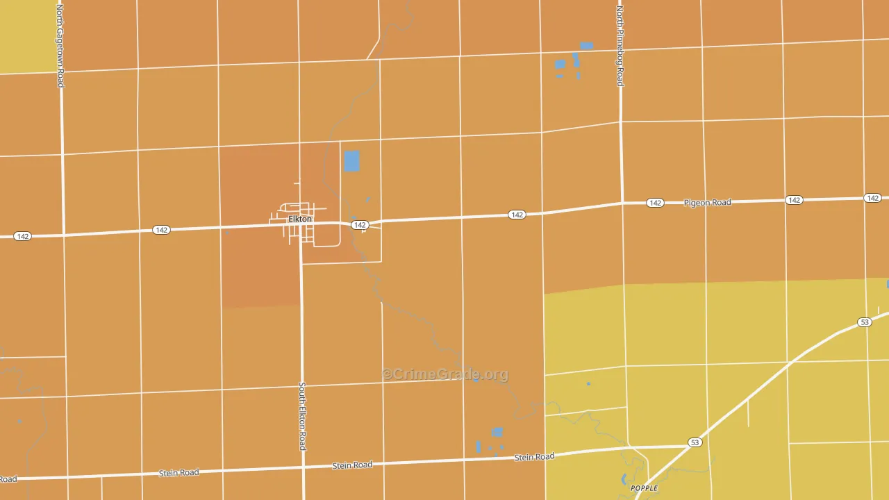Elkton, MI Map of Robbery Rates