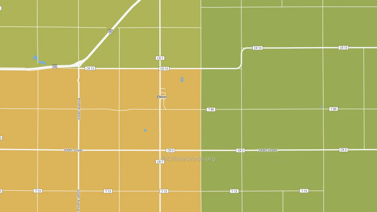Elkton, MN Map of Robbery Rates