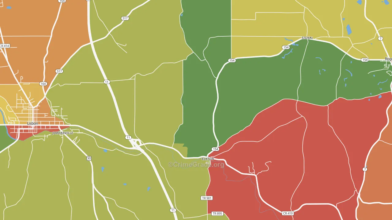 Elkton, OH Map of Robbery Rates