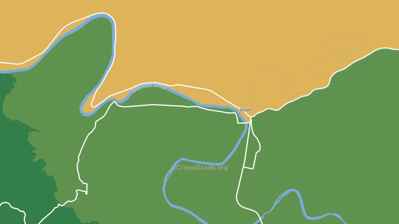 Elkton, OR Map of Robbery Rates