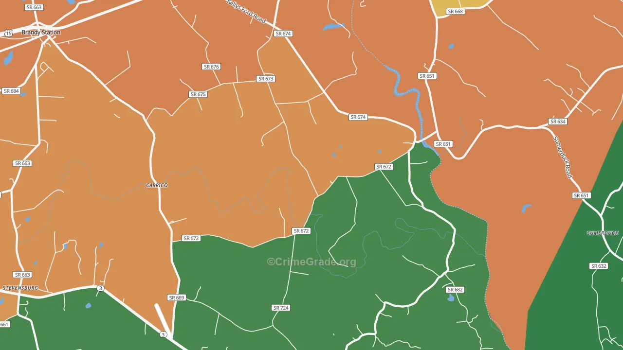 Elkwood, VA Map of Robbery Rates
