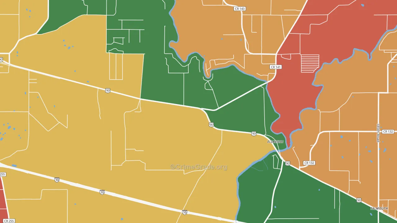 Ellaville, FL Map of Robbery Rates