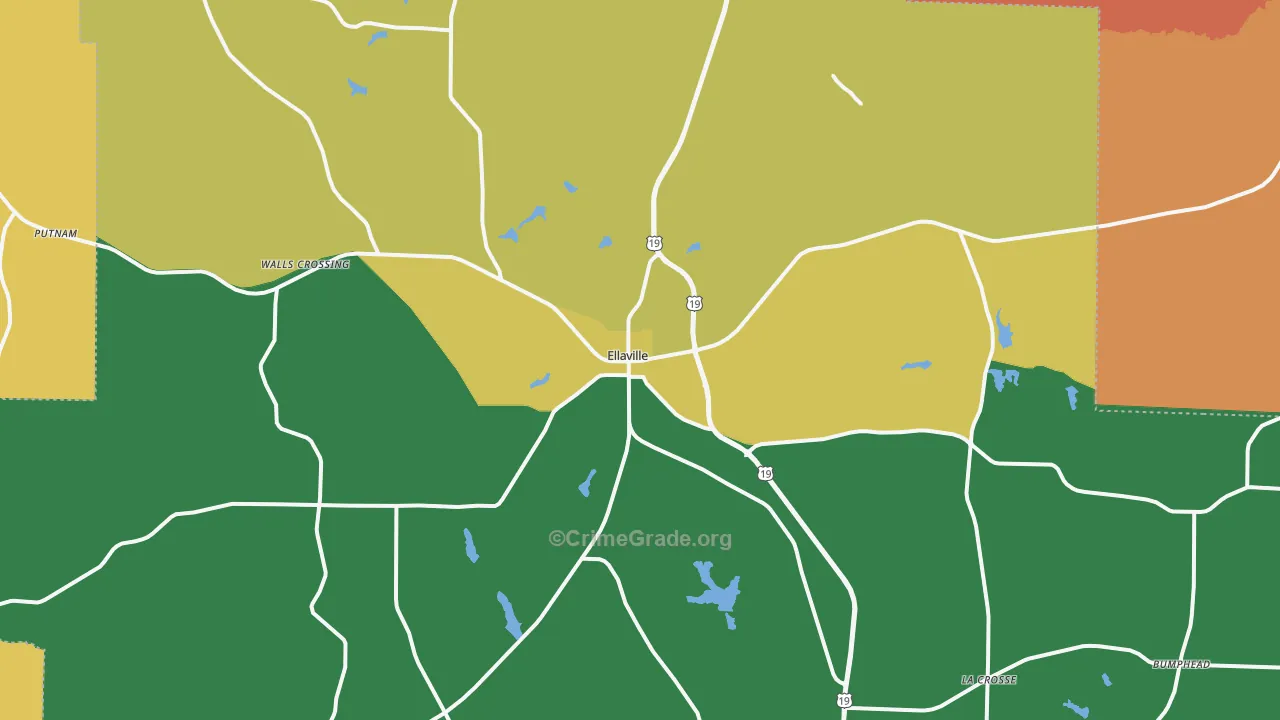 Ellaville, GA Map of Robbery Rates