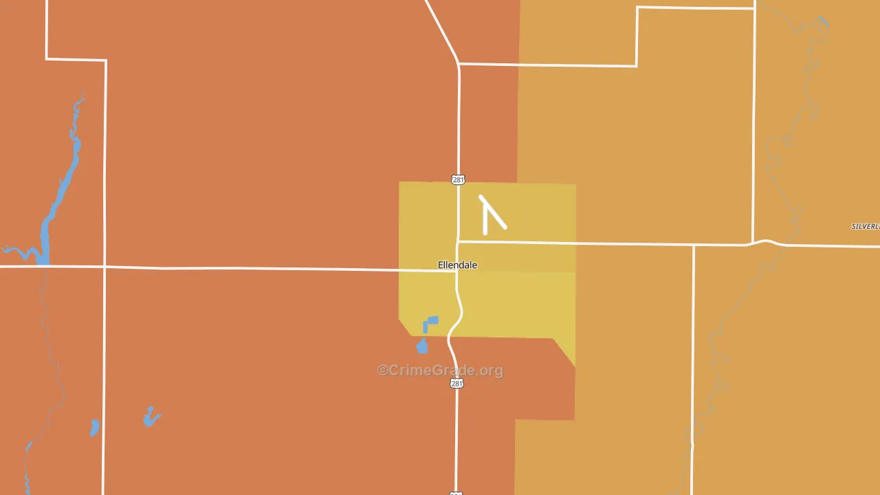 Ellendale, ND Map of Robbery Rates