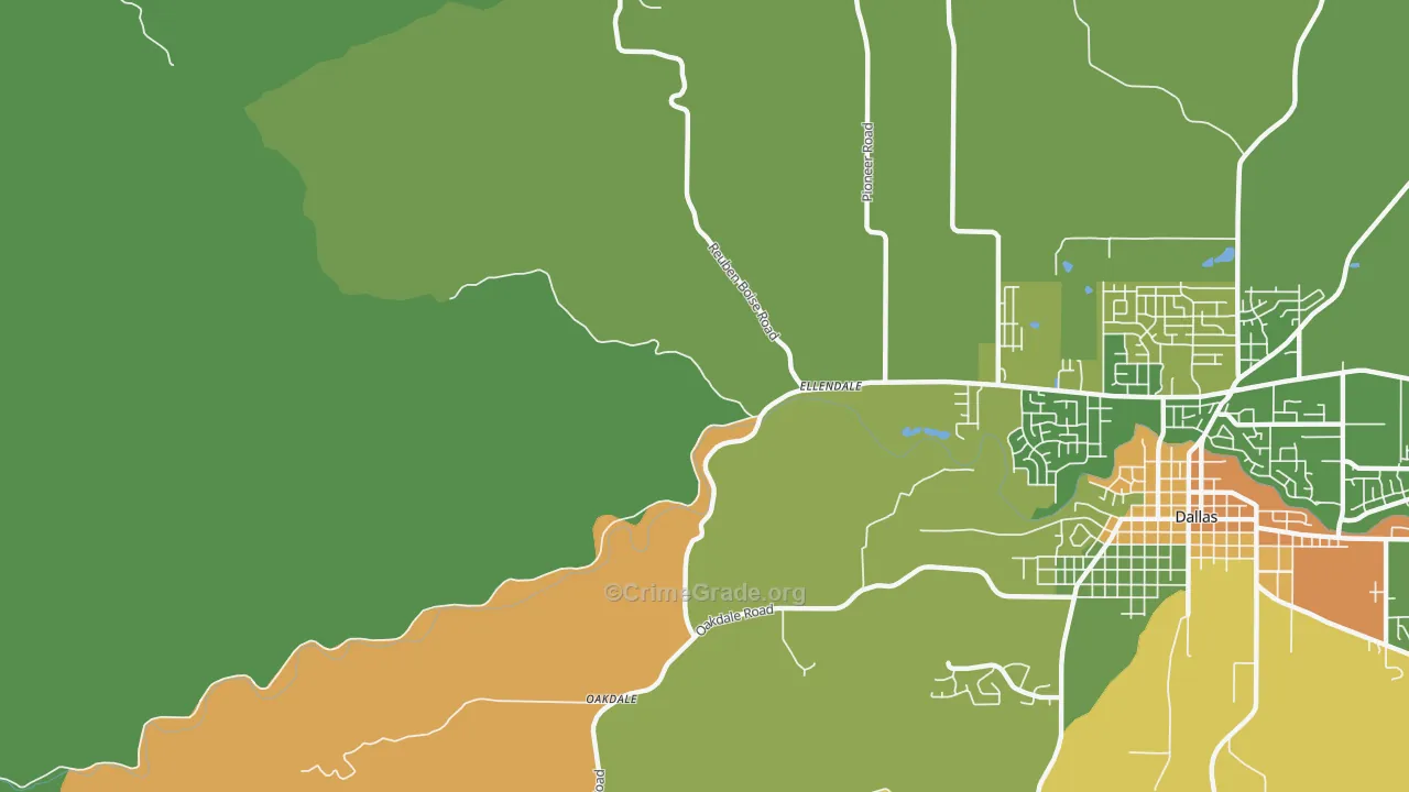 Ellendale, OR Map of Robbery Rates