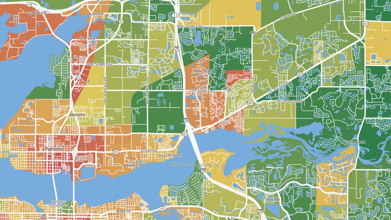 Ellenton, FL Map of Robbery Rates