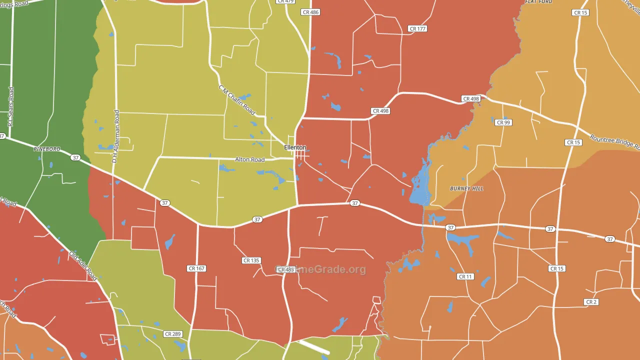 Ellenton, GA Map of Robbery Rates
