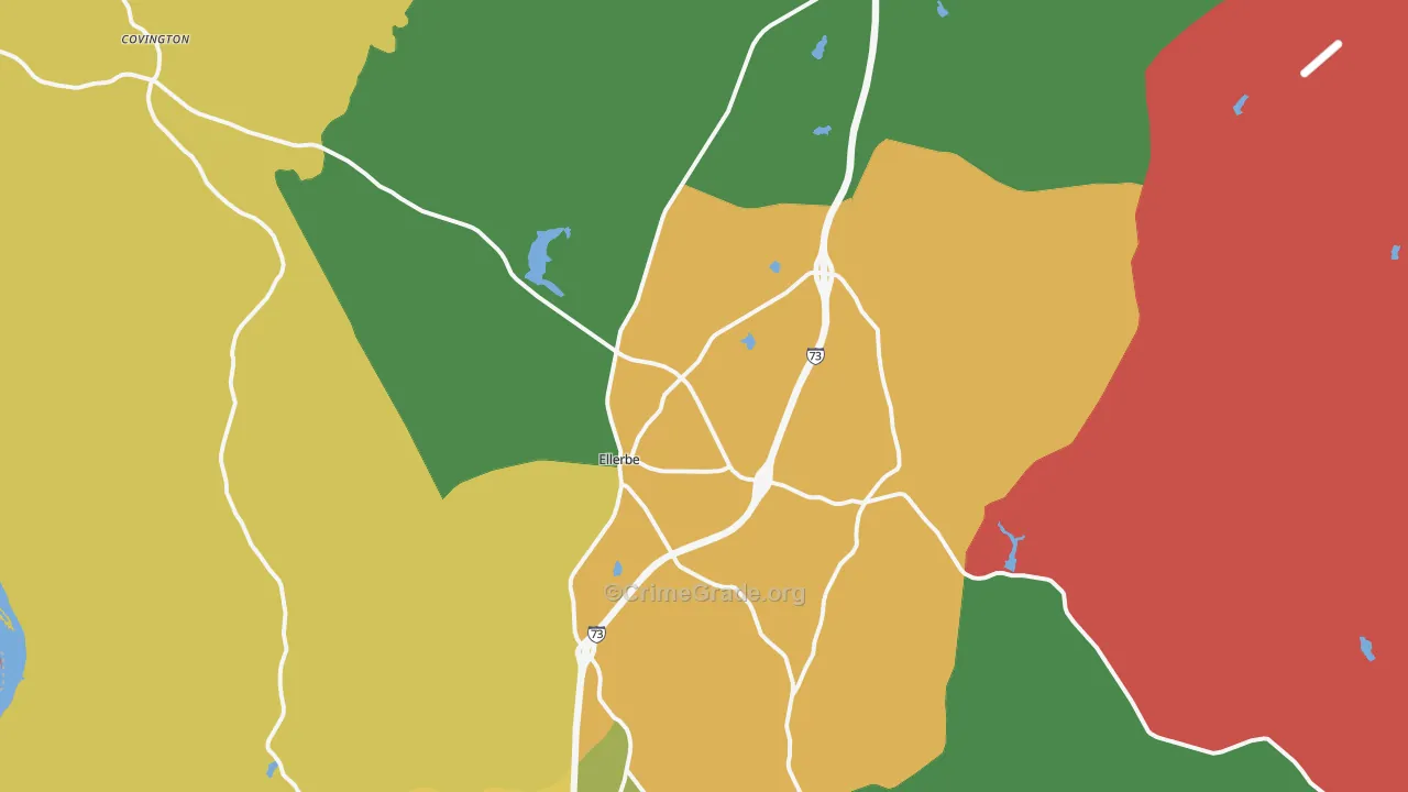 Ellerbe, NC Map of Robbery Rates