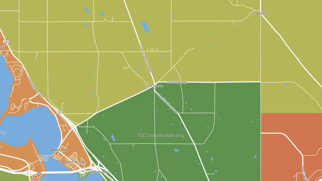 Ellery Center, NY Map of Robbery Rates