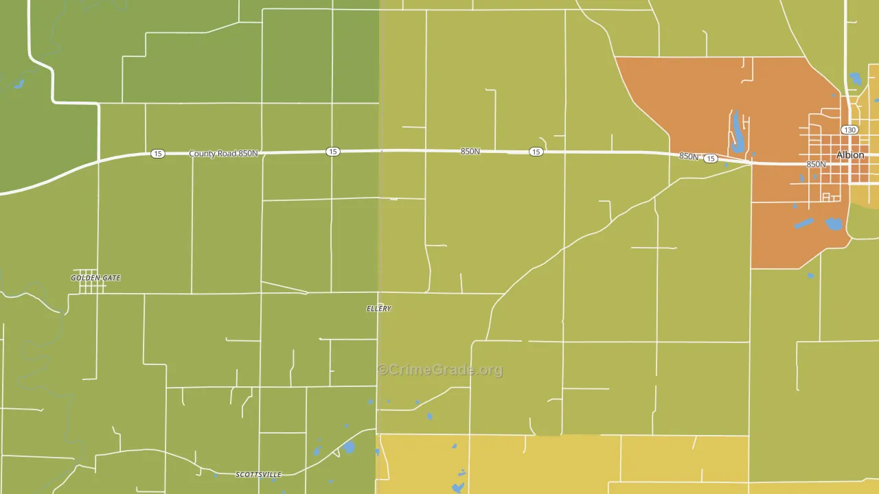 Ellery, IL Map of Robbery Rates