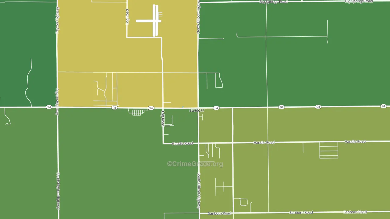 Ellicott, CO Map of Robbery Rates