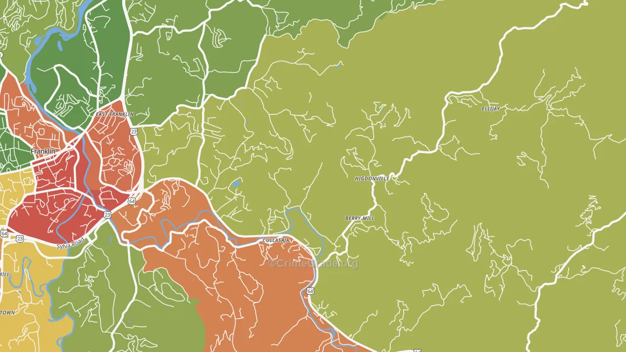 Ellijay, NC Map of Robbery Rates